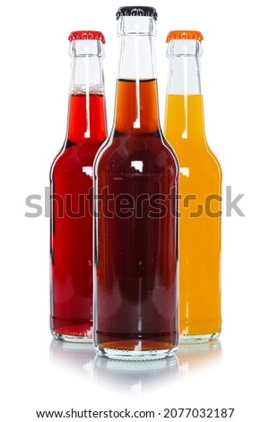 Drinks lemonade cola drink softdrinks in bottles isolated on a white background