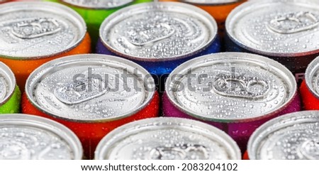 Drinks lemonade cola drink softdrinks in cans panorama can