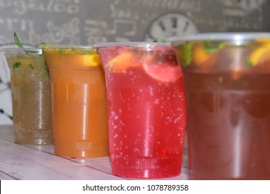 Drinks Mocktails Take Away Plastic Glass Stock Photo 1078789358 