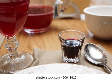 Drinks on restaurant table , close-up shot