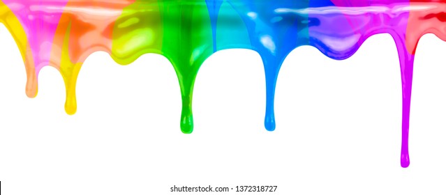 Colourful Paints Dripping Isolated On White Stock Illustration 