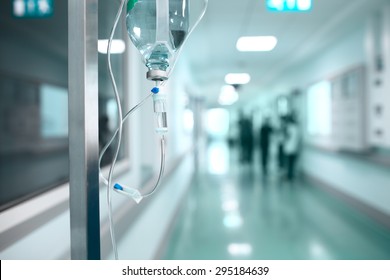 Drip on the background a hospital corridor concept