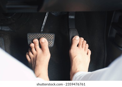 Drive Barefoot, the feet of a woman driving barefoot violates the law. Careless driving