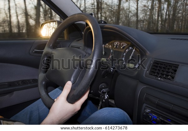 drive a car at\
sun