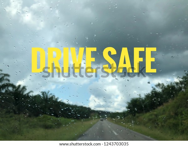 Drive Safely cloud word\
with a blue sky