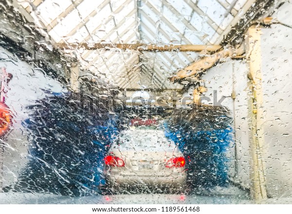 drive through in\
Automatic car wash\
machine.\
