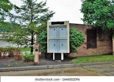 Drive thru menu reader board and speaker for an out of business fast food restaurant