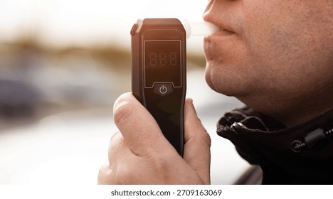 Driver Checking For Alcohol Intoxication Level.