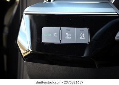 Driver Knee Pad Panel modern car. Car Hud Switch. ESP off Switch. Car light switch. Headlight control switch.