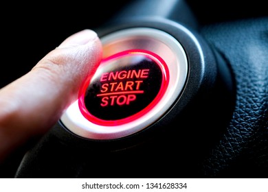 Drivers Hand Pressing Car Start Button Stock Photo 1341628334 ...