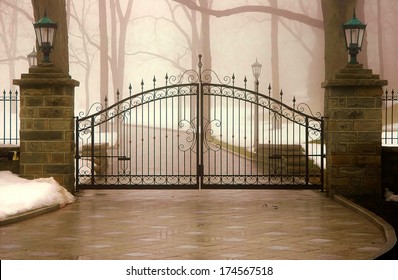 Driveway With Security Gate