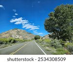 Driving along Nevada State Highway 317, Rainbow Canyon Scenic Drive, Lincoln County, Nevada, USA