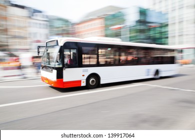 driving bus in city traffic in motion blur - Powered by Shutterstock