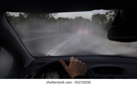 Driving Car In Fog