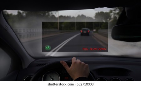 Driving Car In The Fog With A Head Up Display System