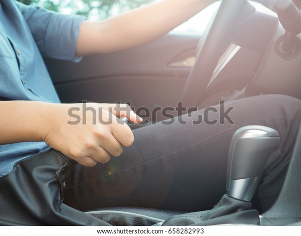 driving\
a car in good habit of people in city life\
style