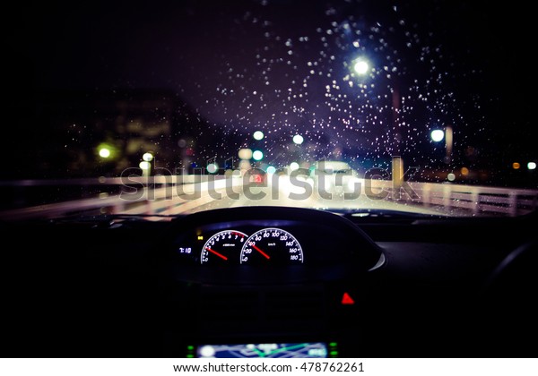 Driving a car at\
night