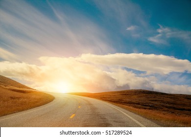 Driving a car on mountain road. Nature Norway. Polar circle. The way to Nordkapp - Shutterstock ID 517289524