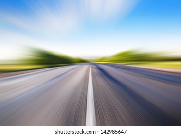 Driving At High Speed In Empty Road - Motion Blur