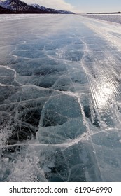 Driving The Ice Road Between Tuktoyaktuk And Inuvik, Northwest Territories, Canada.