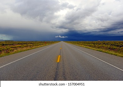 Driving Into A Thunderstorm With Threatening Skies