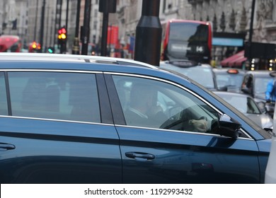 Driving Into Traffic Jam On Green Park, West End, London UK