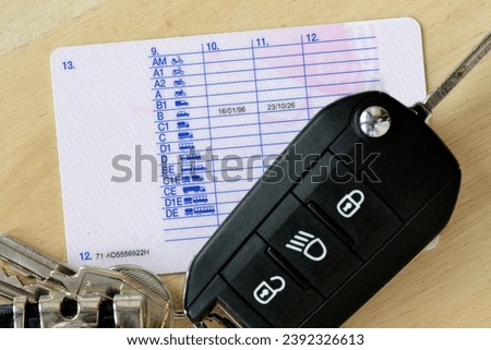Driving license with car key