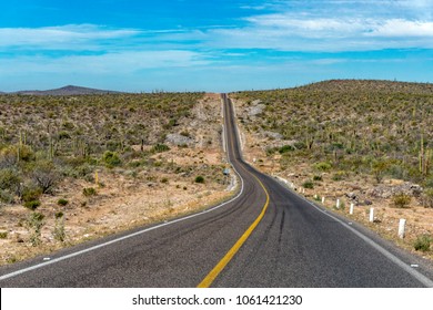 Driving In Mexico Baja California Desert Endless Road