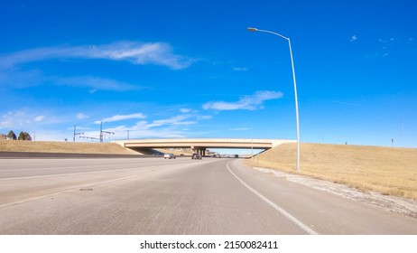 Driving On An Interstate Highway In Suburban America.