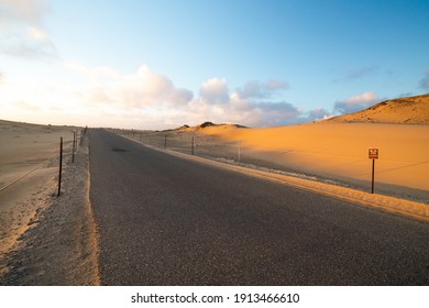 Driving On The Road At Sunset, Oceano Dunes, California Central Coast