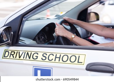 Driving school. Learning to drive a car.
