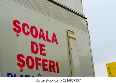 Driving School (scoala) Sign, Romanian Driving School Car Sign. Truck Driving School