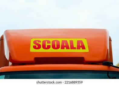 Driving School (scoala) Sign, Romanian Driving School Car Sign. Truck Driving School