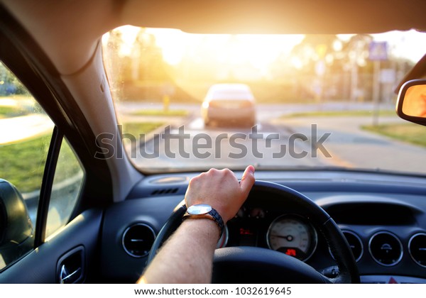 Driving in the sun on a\
car