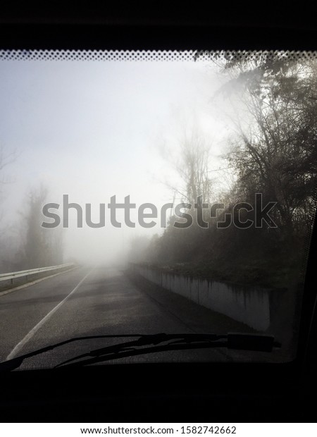 Driving through a foggy\
road