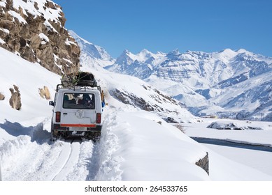 Driving Through Snow, Spiti Valley, Himachal Pradesh, India