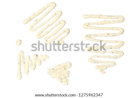 Drizzle tartar sauce  isolated on white background,top view.
