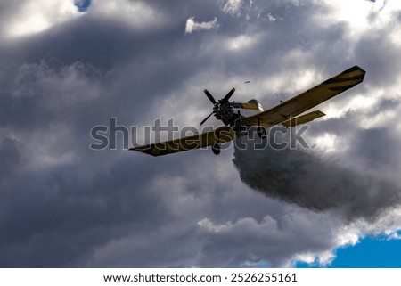 Dromader A fire brigade plane designed to extinguish fires from the air, fire extinguishing demonstration at the airport