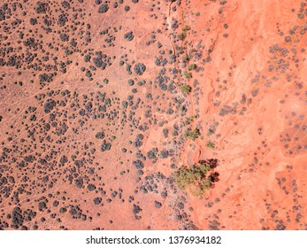 Drone Aerial Bird's Eye View On The Outback Desert In South Australia