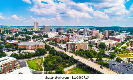 Drone Aerial of the Downtown Greenville, South Carolina SC Skyline - Shutterstock ID 1166680915