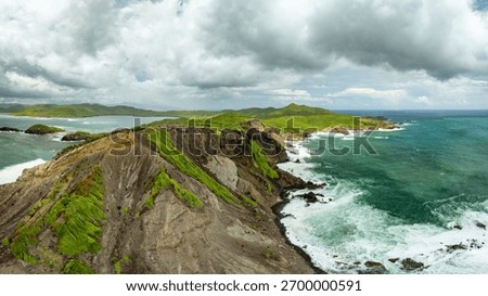 Drone Aerial of Dramatic Cliffs on Caravelle Peninsula with Turquoise Atlantic Coast, La Trinité, Martinique, French West Indies, Caribbean Landscape.