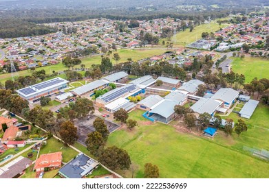 Drone Aerial Photograph Of The Buildings And Sports Field At Glenmore Park High School In New South Wales In Australia