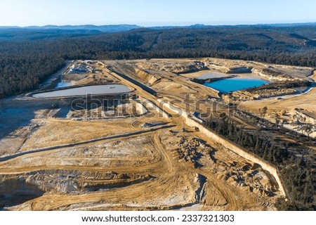 Drone aerial photograph of the open cut Clarence Sands quarry in the Newnes State Forest region of the Central Tablelands of New South Wales in Australia Stock photo © 