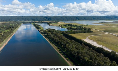 Drone Aerial Photograph Of The Rowing Course At The Sydney International Regatta Centre In Penrith, New South Wales, Australia