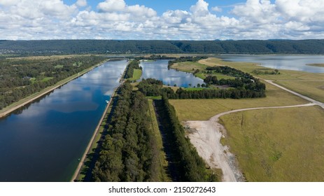 Drone Aerial Photograph Of The Rowing Course At The Sydney International Regatta Centre In Penrith, New South Wales, Australia