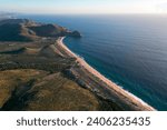 drone aerial sunset view of todos santos mexico baja california sur from mirador viewpoint lookout