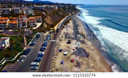Drone Aerial Surfliner Train Station in Southern California (San Clemente)