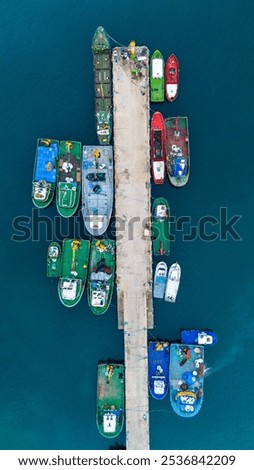 Similar – Foto Bild Luftbilddrohne Ansicht des alten Schiffbruch-Geisterschiffes