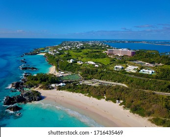 The Drone Aerial View Of Southampton, Bermuda Island.