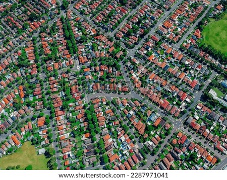 Drone Aerial view of Suburban federation residential house in Sydney NSW Australia Foto stock © 